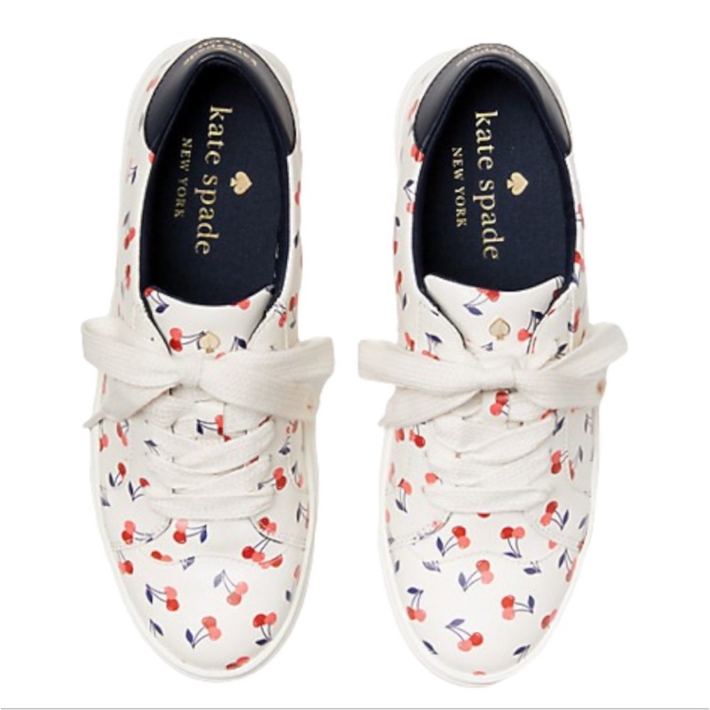 Kate Spade Cherry Patterned White Lace-Up Shoes